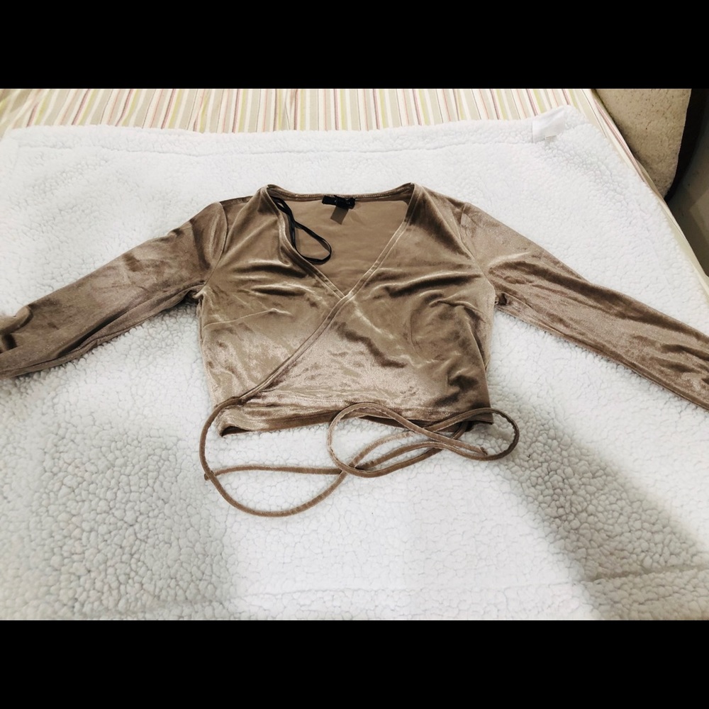 Long sleeve wrap crop top